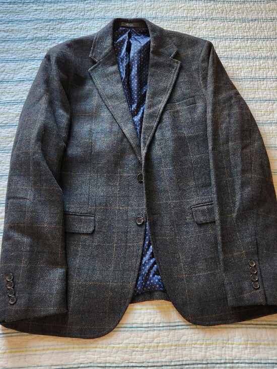 Jackets & Blazers - Men's Charcoal Glen Plaid Wool Blazer - Unbranded